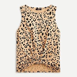 J Crew Slub Twist Front Leopard Print Tank